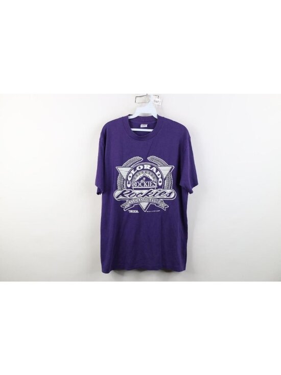 Vintage Other - Vintage 90s Mens Large Distressed Colorado Rockies Baseball T-Shirt Purple USA